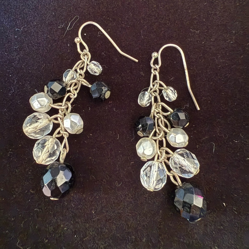 Black and Silver Dangle Earrings WHBM